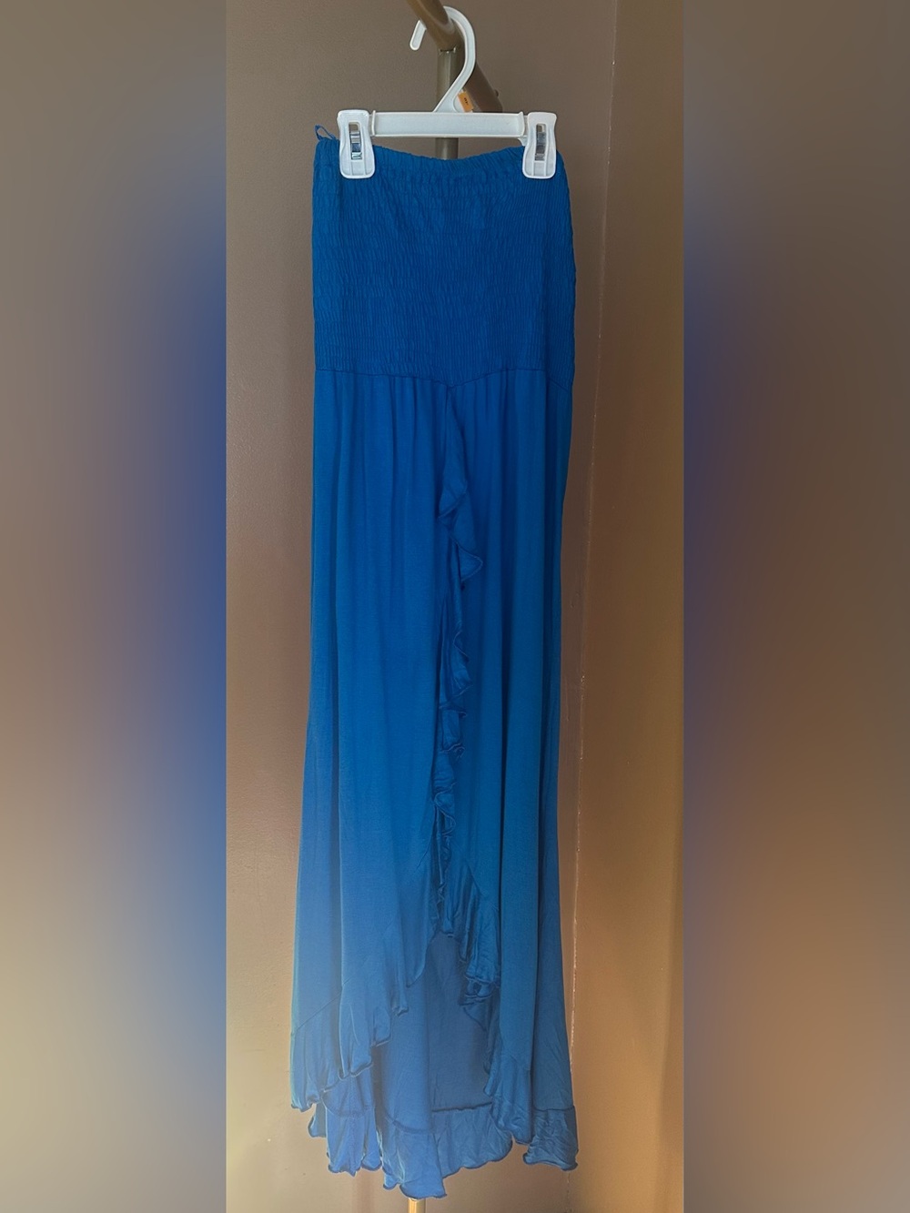 Raviya Blue Ruffle Maxi Swim Coverup